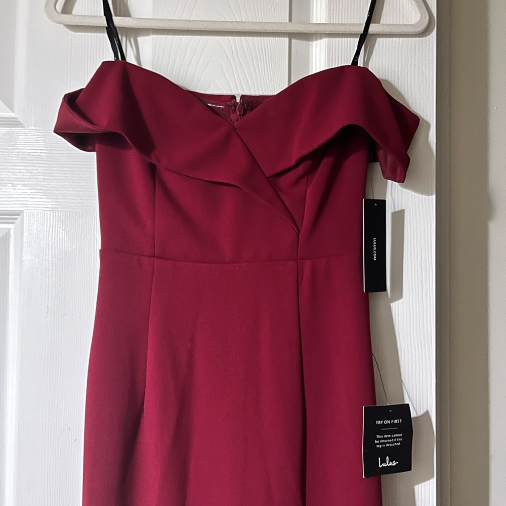 Lulu's Burgundy Off-Shoulder Dress